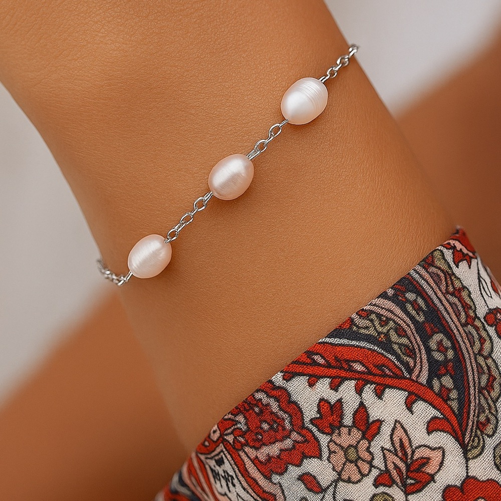 Dainty Freshwater Pearl Drop Bracelet – Elegant & Minimalist Charm - Picture 1 of 5